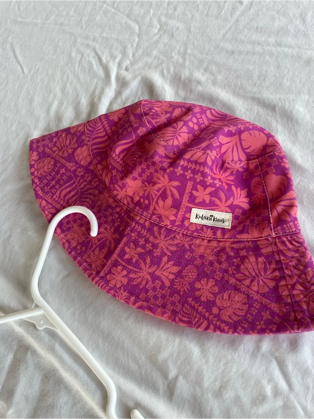 Kulani Kinis Tropical Print Bikini Set 2XL Pink Purple Beach + Bucket Hat (M/L)